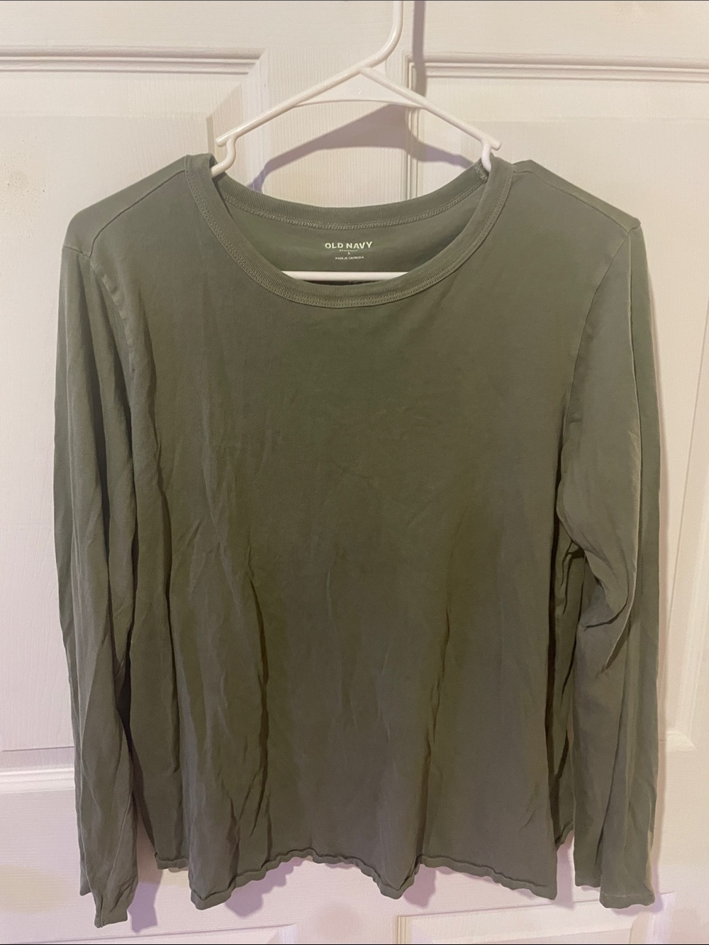 Old Navy Olive Green Ribbed Crewneck Long Sleeve Shirt